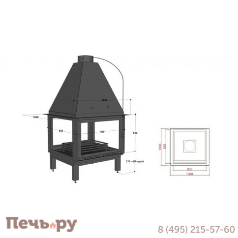 Каминная топка FireHursan H4HC 90 Y фото 2