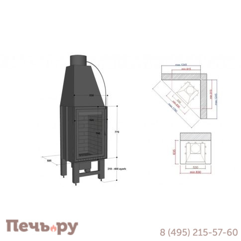 Каминная топка FireHursan HDHC 80 Y фото 2