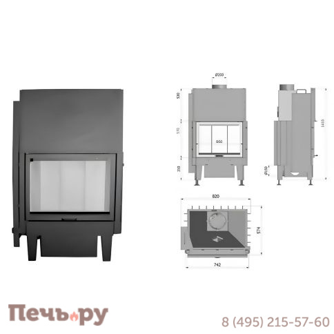 Каминная топка Hajduk VOLCANO 1V h 57 Lx extra chrom фото 2
