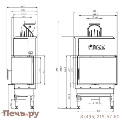 Каминная топка Hitze HST54x39R фото 4