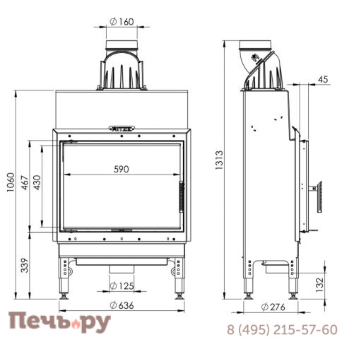 Каминная топка Hitze HST54x39S фото 4