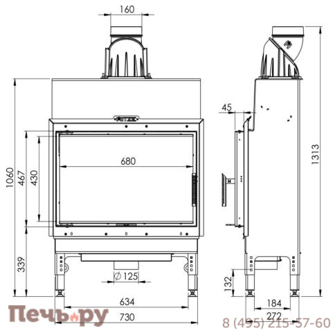 Каминная топка Hitze HST68x43S фото 4