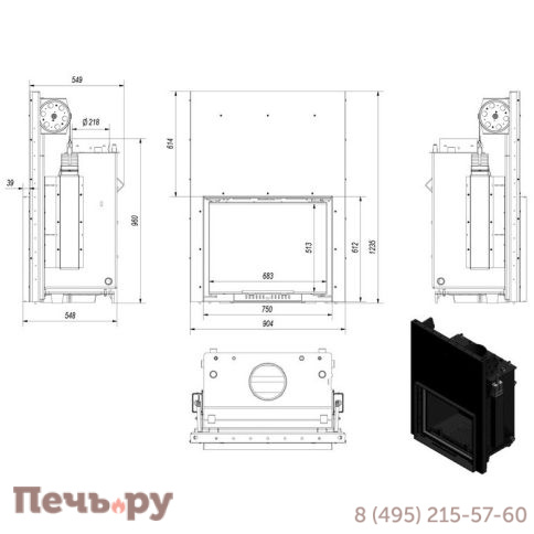 Каминная топка Kratki Amelia/PW/30/G/W (гильотина) фото 5