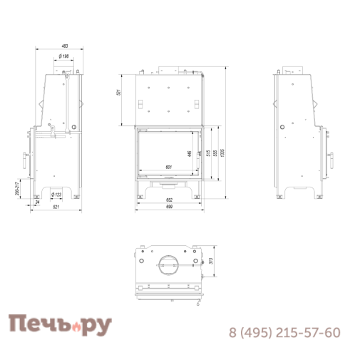 Каминная топка Kratki Aquario/Z/14/PW/W/DG фото 5
