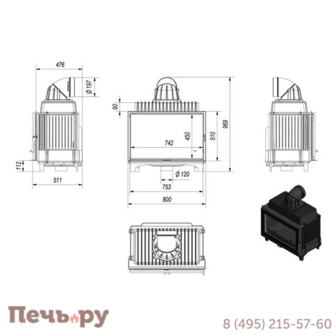 Каминная топка Kratki Franek/14 фото 6