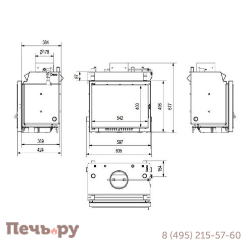Каминная топка Kratki MAJA/PW/12/W/Deco с водяным контуром фото 4