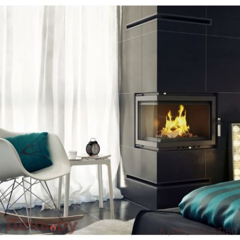 Каминная топка Kratki Maja/PW/BL/12/BS/W (угловое стекло слева/справа, змеевик) фото 3