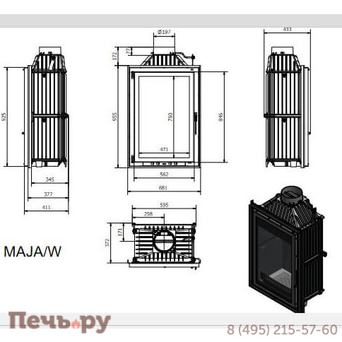 Каминная топка Kratki Maja wieza фото 4