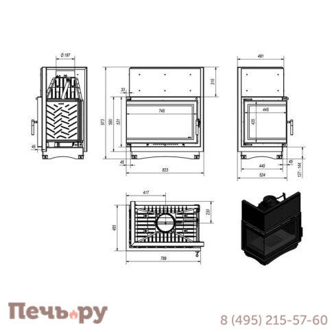 Каминная топка Kratki Oliwia/L/BS/Deco фото 6