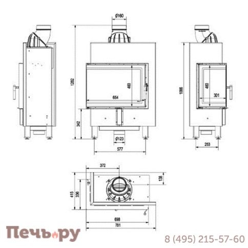 Каминная топка Kratki Pro Lucy/12/slim/L/BS стекло слева фото 10