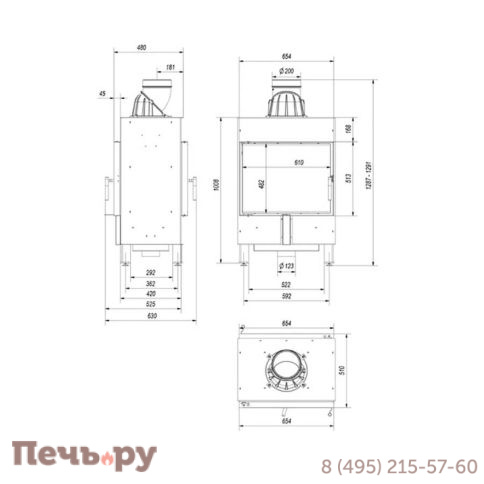 Каминная топка Kratki Pro Lucy 12/T, туннельная фото 8