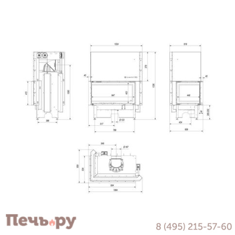 Каминная топка Kratki Pro Nadia/14/L/BS/G (гильотина) фото 13