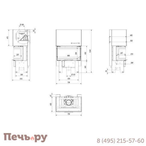 Каминная топка Kratki Pro NBC 7, гильотина фото 9
