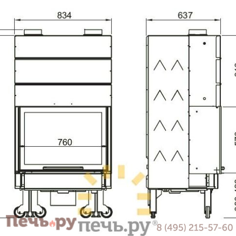 Каминная топка La Nordica Monoblocco 750 FLAT - CAST IRON фото 2