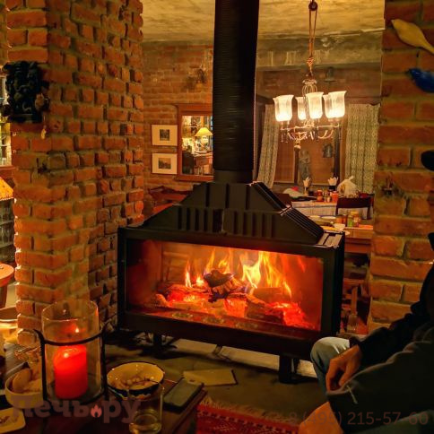 Каминная топка Liseo Castiron LCI 11 GDF, двусторонняя (180мм) фото 2