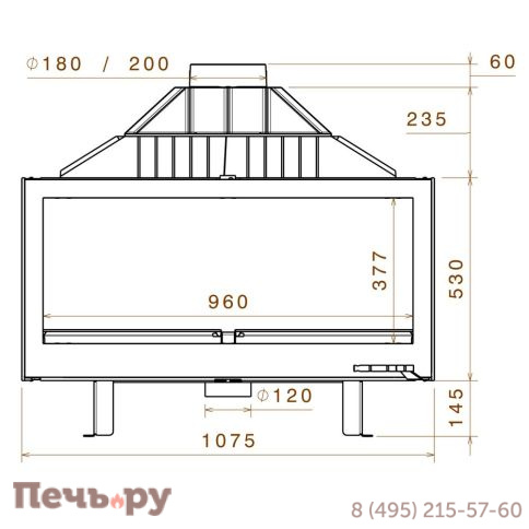 Каминная топка Liseo Castiron LCI 11 GDFs (180мм) фото 2