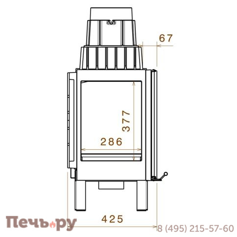 Каминная топка Liseo Castiron LCI 11 GFR, стекло справа (180мм) фото 2