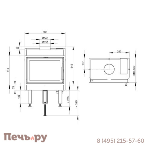 Каминная топка Nordpeis N-21F Exclusive (черная) фото 2