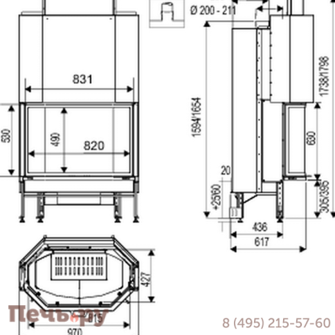Каминная топка Supra Cristal 411 B N фото 2
