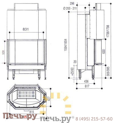 Каминная топка Supra Cristal II 431 B pack B фото 4