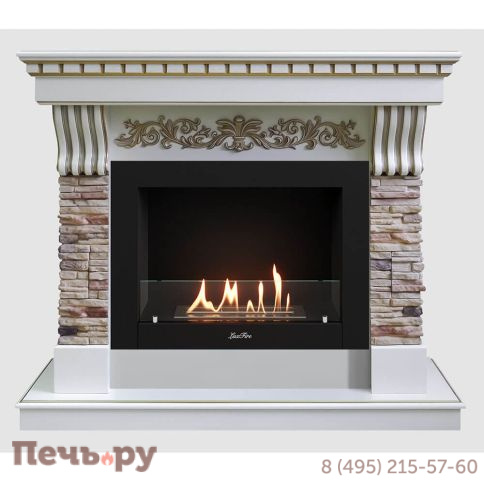 Каминный портал Lux Fire МДФ Марсель Люкс 1280 с биокамином Фаер Бокс 2-33 фото
