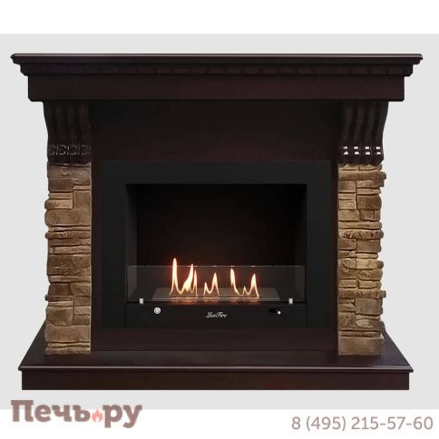 Каминный портал Lux Fire МДФ Монреаль 1100 с биокамином Фаер Бокс 3-25.5 (венге) фото