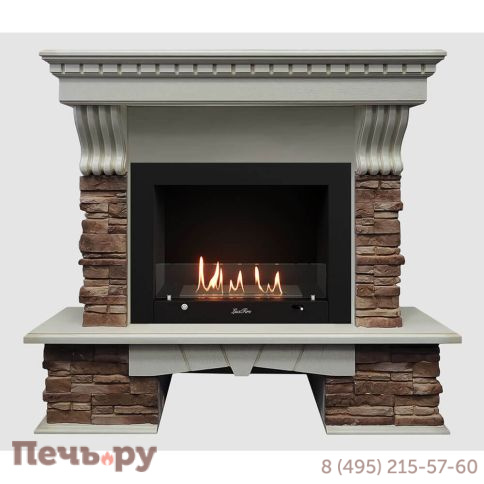Каминный портал Lux Fire МДФ Прованс 1210 с биокамином Фаер Бокс 3-25.5 фото