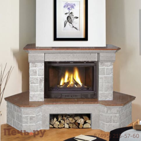 Каминный портал Promet Астерикс (Rosso Verona полированный и колотый Crema Nova) фото