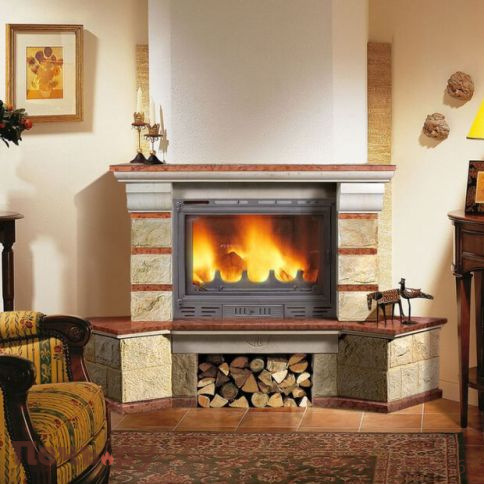 Каминный портал Promet Дерек (Rosso Verona  + обкол Crema Nova) фото