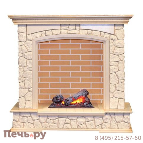 Каминокомплект Dimplex Opti-Myst Preston - Слоновая кость с патиной / Кирпич с очагом Cassette 400 NH фото