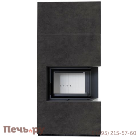 Каминокомплект Kratki Pro Floki в облицовке Fokos Grafite,  угловое стекло справа фото 3