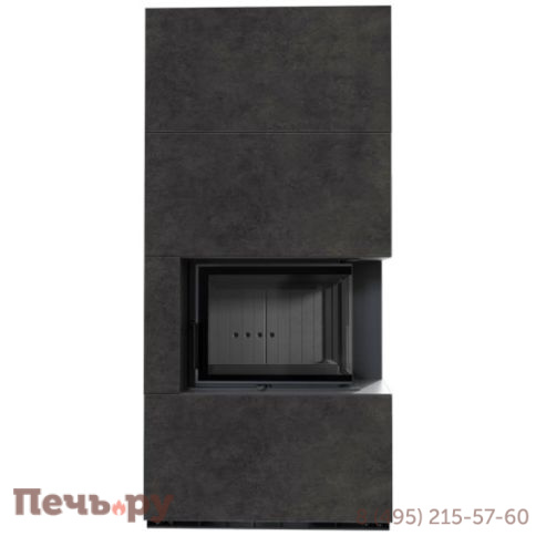 Каминокомплект Kratki Pro Floki в облицовке Fokos Grafite,  угловое стекло справа фото 6