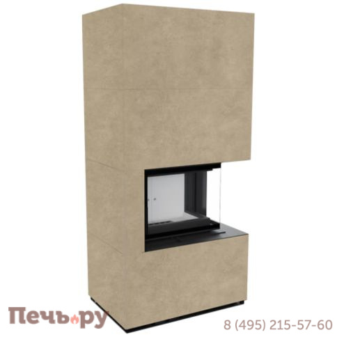 Каминокомплект Kratki Pro Floki в облицовке Fokos Rena,  угловое стекло справа фото