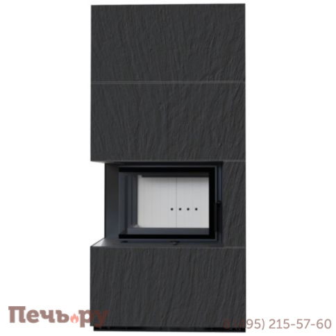 Каминокомплект Kratki Pro Floki в облицовке Naturali Ardesia Nero a Spacco, угловое стекло слева фото 3