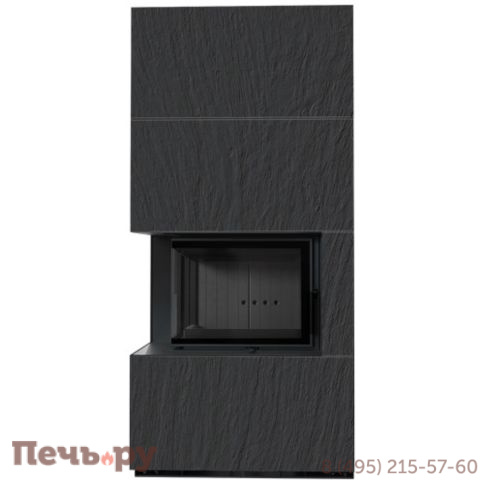 Каминокомплект Kratki Pro Floki в облицовке Naturali Ardesia Nero a Spacco, угловое стекло слева фото 4