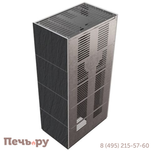 Каминокомплект Kratki Pro Floki в облицовке Naturali Ardesia Nero a Spacco, угловое стекло слева фото 5