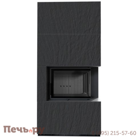 Каминокомплект Kratki Pro Floki в облицовке Naturali Ardesia Nero a Spacco, угловое стекло справа фото 3