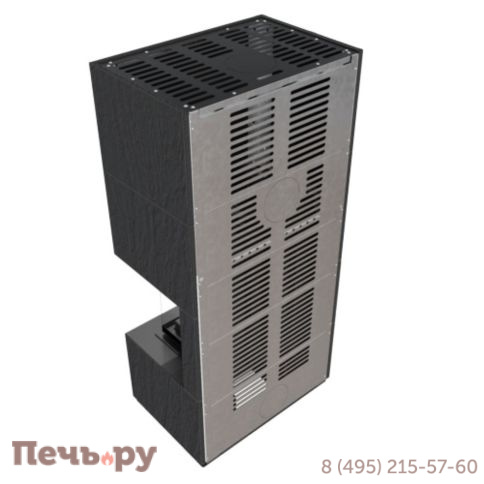 Каминокомплект Kratki Pro Floki в облицовке Naturali Ardesia Nero a Spacco, угловое стекло справа фото 5