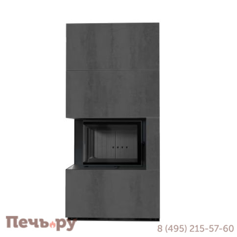 Каминокомплект Kratki Pro Floki в облицовке Naturali Pietra di Savoia Antrancite Bocciardata, угловое стекло слева фото 4