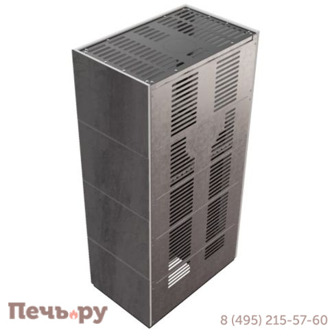 Каминокомплект Kratki Pro Floki в облицовке Naturali Pietra di Savoia Antrancite Bocciardata, угловое стекло слева фото 5