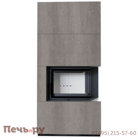 Каминокомплект Kratki Pro Floki в облицовке Naturali Pietra di Savoia Grigia Bocciardata, угловое стекло справа фото 4