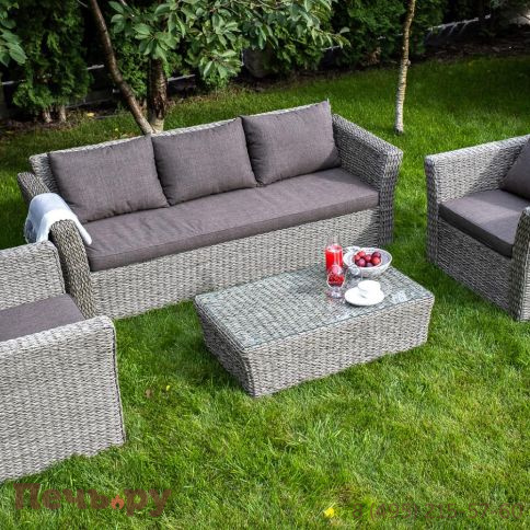 Капучино 4SiS журнальный столик из искусственного ротанга (гиацинт), цвет cерый фото 2