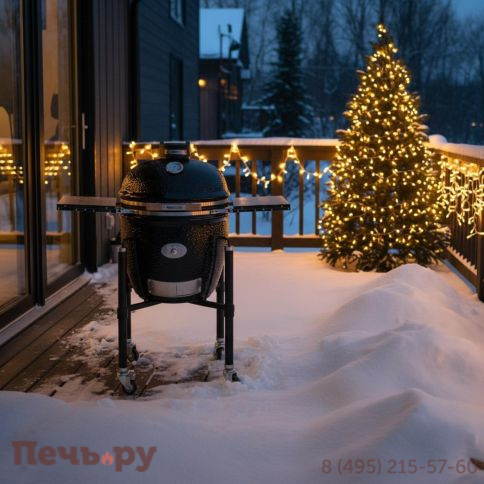 Керамический гриль Monolith Classic Pro Series 2.0 Black с боковыми столиками и подставкой фото 2