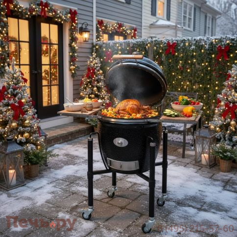 Керамический гриль Monolith Classic Pro Series 2.0 Black с боковыми столиками и подставкой Уцененный фото