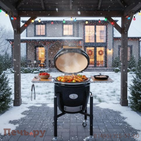 Керамический гриль Monolith Classic Pro Series 2.0 Black с боковыми столиками и подставкой фото