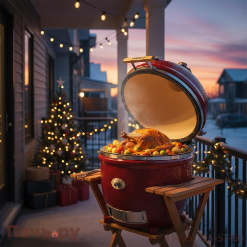 Керамический гриль Monolith Lechef Pro 2.0 Red без боковых столиков и подставки фото 2