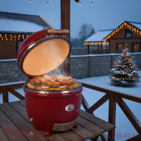 Керамический гриль Monolith Lechef Pro 2.0 Red без боковых столиков и подставки фото