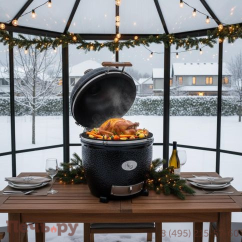 Керамический гриль Monolith Lechef Pro Series 2.0 Black без боковых столиков и подставки фото 2