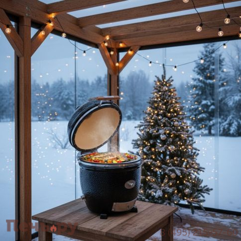 Керамический гриль Monolith Lechef Pro Series 2.0 Black без боковых столиков и подставки фото