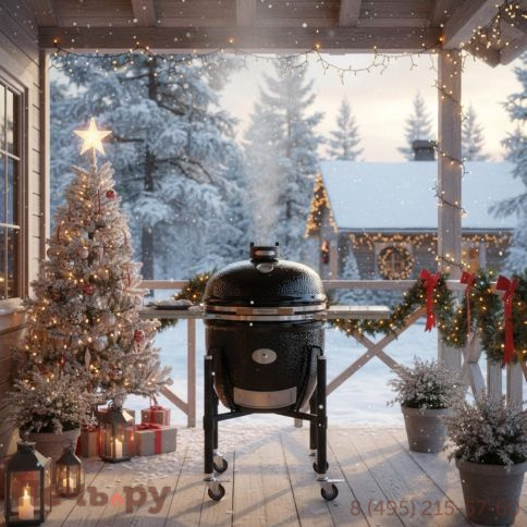 Керамический гриль Monolith Lechef Pro Series 2.0 Black с боковыми столиками и подставкой фото 2